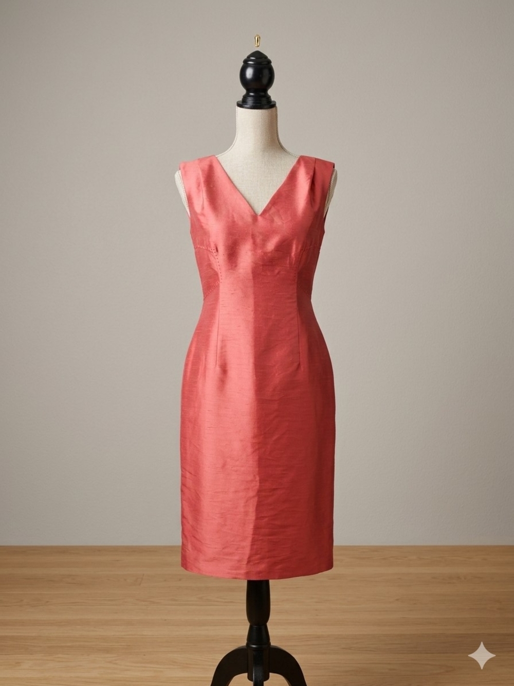 MaxMara Coral Sheath Dress with V-Neck